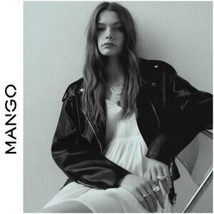 NWT MNG MANGO | SZ S | Oversized Faux Leather Vegan Moto Biker Jacket Coat $130